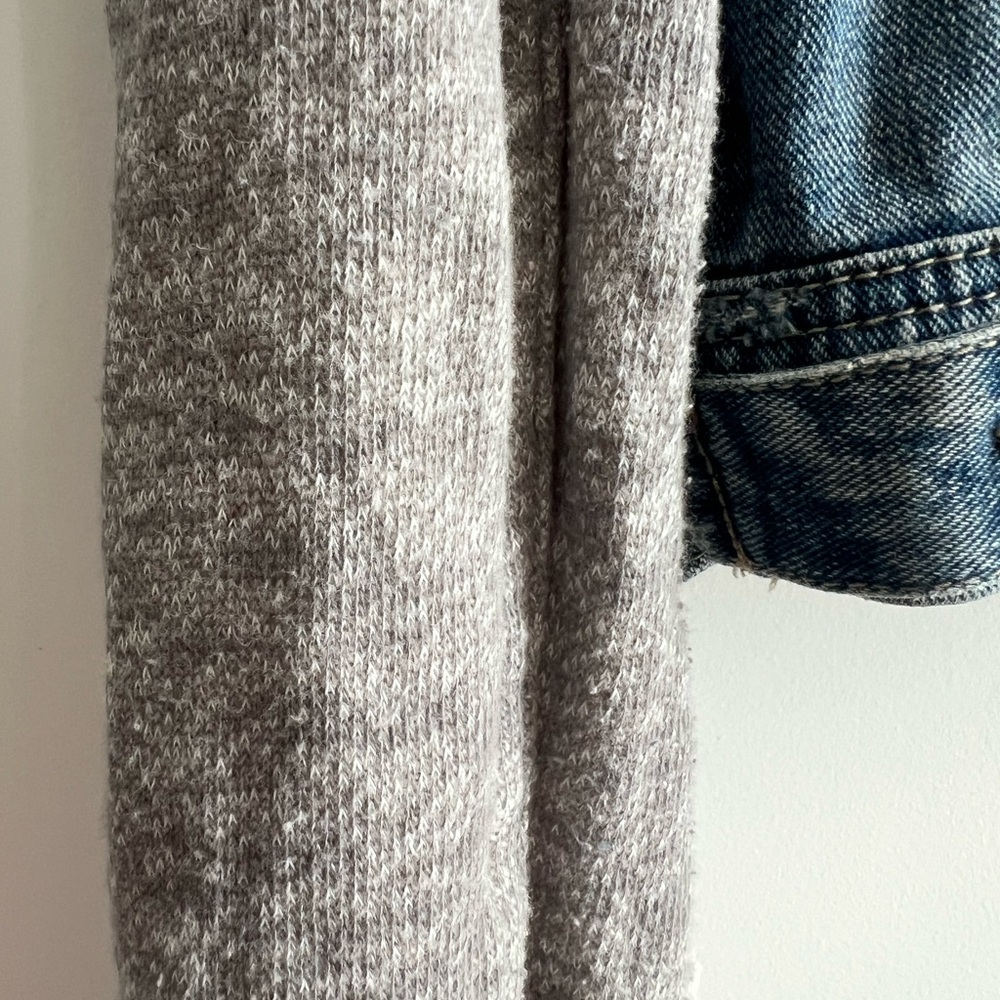 Free People Blue Denim Jacket with Gray Sleeves - Picture 5 of 5
